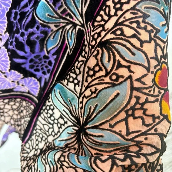 By Anthropologie Women’s One Size Sheer Burnout Kimono Bohemian Whimsigoth - Picture 8 of 16